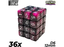 D6 12mm Dice Purple Swirl - 36 stk