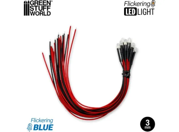 LED Light Blue Flickering 3mm (10 stk)