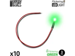LED Light Green Flickering 3mm (10 stk)