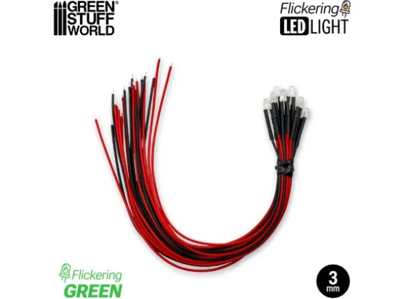 LED Light Green Flickering 3mm (10 stk)