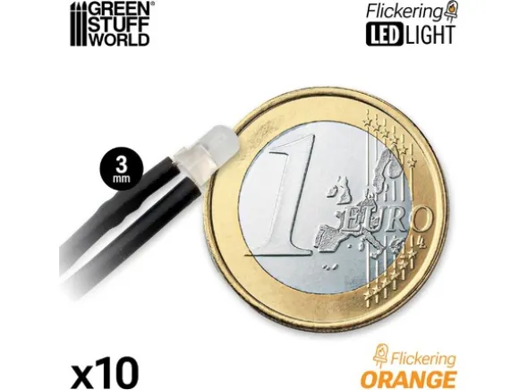 LED Light Orange Flickering 3mm (10 stk)