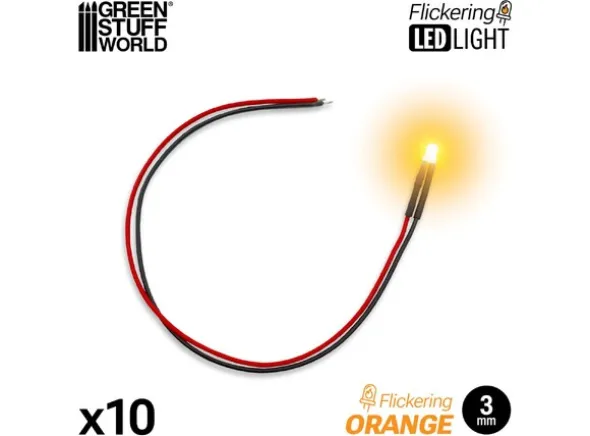 LED Light Orange Flickering 3mm (10 stk)