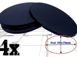 Plastbaser Svart Oval 105x70mm (4 stk)