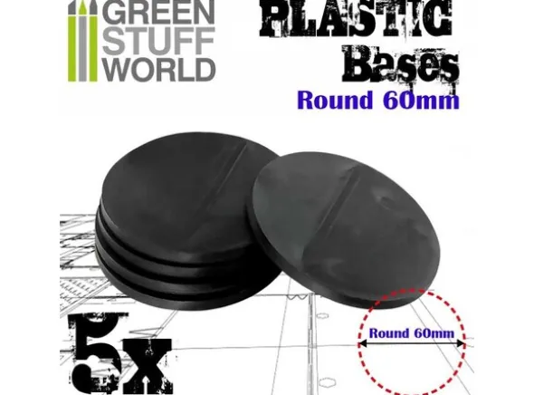 Plastbaser Svart Round - 60mm (5 stk)