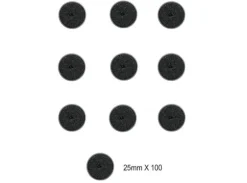 Plastbaser Svart Round - 25mm (100 stk)