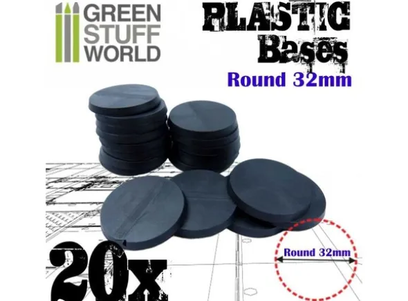 Plastbaser Svart Round - 32mm (20 stk)