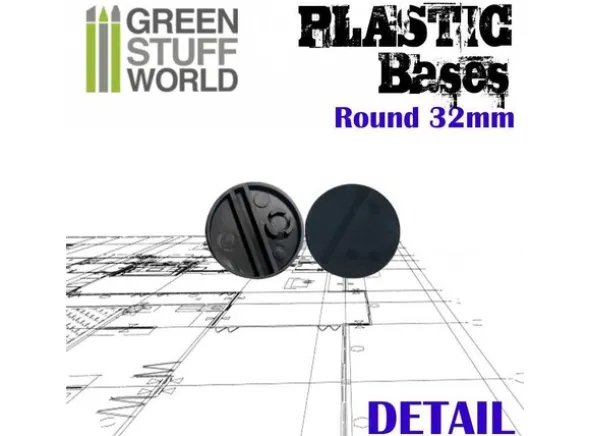 Plastbaser Svart Round - 32mm (20 stk)
