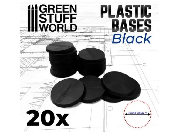 Plastbaser Svart Round - 28,5mm (20 stk)