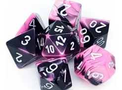 RPG Dice Set Svart-Rosa/Hvit - 7 stk