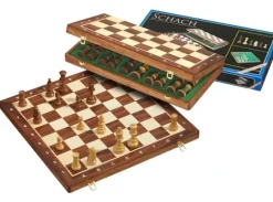 Sjakkbrett tre m/brikker Foldbar 47x47cm