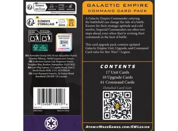 Star Wars Legion Galactic Command Cards